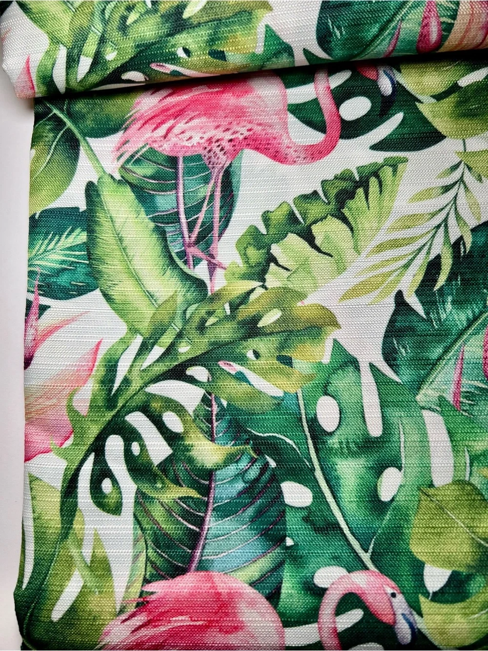 Flamingo Tropics Fabric Shower Curtain Tropical Pink Flamingos Green Leaves
